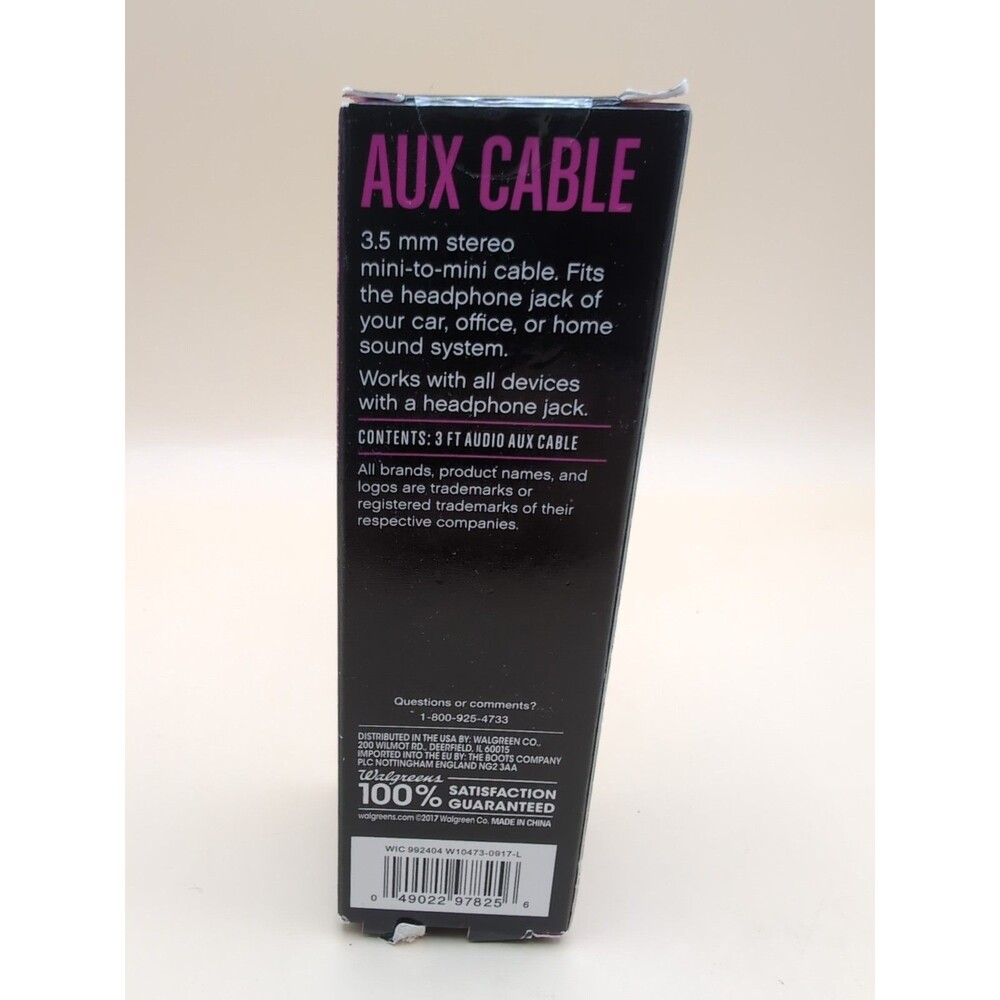 Infinitive 3ft AUX Cable 3.5mm Male Mini to Male Mini Stereo Audio Black Sealed - Picture 4 of 5